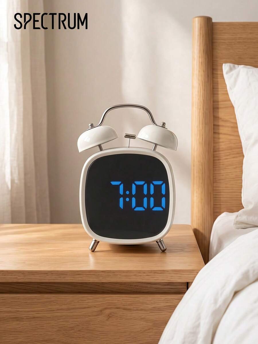 1pc Classic Dual Bell Electronic Clock With Adjustable Brightness, Digital Alarm Clock For Heavy Sleepers, Easy-To-Read Large Display, Suitable For Bedroom And Home Decor, Fashionable Modern Style - multicolor - View 1