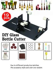 19‑Piece DIY Glass Bottle Cutter Kit, Manual Glass Bottle Separator For Round & Square Bottles, Decor Bottle Cutting Tool, Includes Glass Cutter, Rope, Bolts, Gloves, Sandpapers, Sponge Brush & Protective Rings - A - View 11