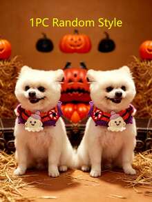 PETSIN 1pc Soft Halloween Ghost Pet Bib – Costume Scarf For Small Dogs & Cats - Orange - View 7