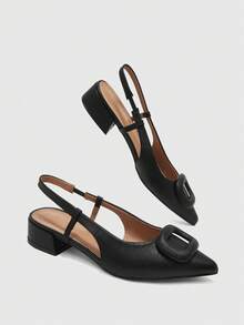 CUCCOO BIZCHIC Casual Simple Solid Color Empty Pointed Women's Flat Shoes - Classic Black - View 3