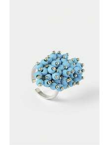 Noxbound Silver Beaded Turquoise Niche Ring - Silver - View 4