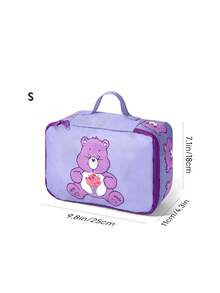 SHEIN X Care Bears 卡通熊印花旅行收納袋 3 種尺寸，可單獨購買或成套購買，用於整理旅途衣物與盥洗用品 - 粉紫藍色 - 查看 9