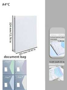 1pc A4 Clear Binder Folder, Transparent Insert‑Sheet Test Paper Organizer, Document Storage Book, File Pouch For Paper Classification & Arrangement - Multicolor - View 10
