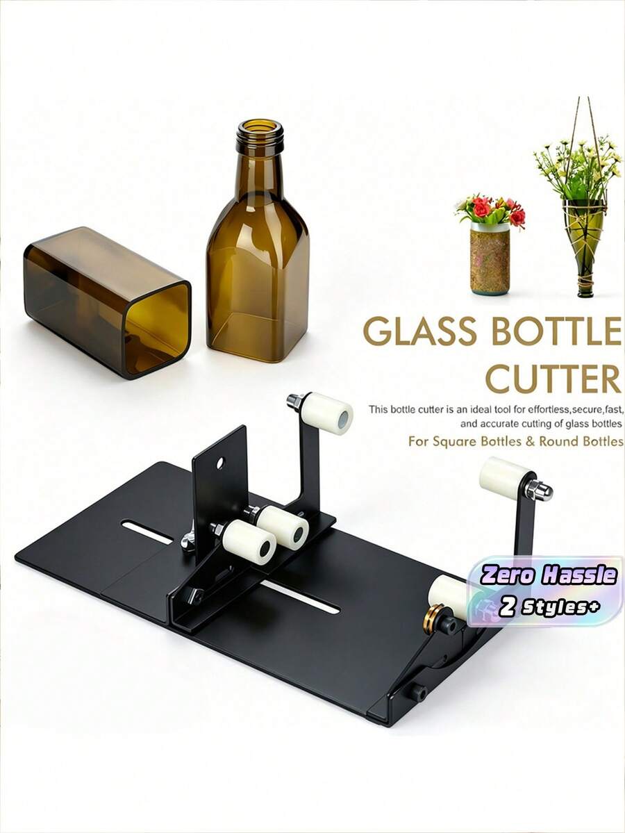 19‑Piece DIY Glass Bottle Cutter Kit, Manual Glass Bottle Separator For Round & Square Bottles, Decor Bottle Cutting Tool, Includes Glass Cutter, Rope, Bolts, Gloves, Sandpapers, Sponge Brush & Protective Rings - A - View 1