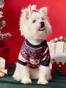 PETSIN 1 Pet Christmas Cat Dog Universal Red Gingerbread Man Elk Snowflake Fair Island Pattern Printed Plush Warm And Comfortable Dog Christmas - Multicolor - View 6