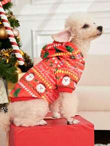 PETSIN 1件狗用連帽衛衣 馴鹿聖誕圖案寵物服飾 - 彩色 - 查看 7