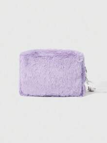 ROMWE Fairycore Furry Soft Waxy Bow Cosmetic Bag Storage Bag Storage Bag - Purple - View 4