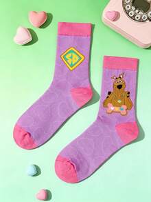 SCOOBY-DOO X SHEIN 2 Pairs Romantic Women's Heart Pattern Crew Socks,Valentine's Day - Multicolor - View 10
