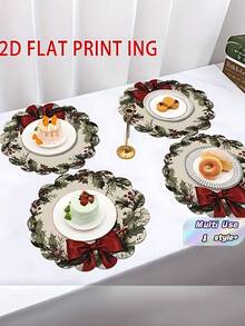 1 Set Alas Meja Natal Bentuk Tidak Beraturan Anti Selip Dapat Dicuci untuk Pesta Liburan, Ruang Makan, Dapur, Rumah Pertanian, Dekorasi Natal dan Tahun Baru, Hadiah - A - View 1