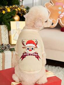 PETSIN 1 Pc Pet Christmas Reindeer Print Sweatshirt - Multicolor - View 3