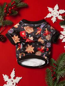 PETSIN 1 Pet Christmas Cat Dog Universal Red Navy Blue Christmas Tree Snowflake Fair Isle Pattern Print Plush Warm And Comfortable Dog Christmas - Multicolor - View 6
