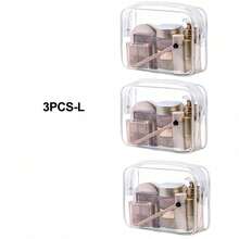 Found Favorite Set Tas Pantai Musim Panas 24/12/6pcs, Tas Kosmetik, Bahan PVC Transparan, Dengan Resleting dan Pegangan, Tas Koper Perjalanan Portabel, - Putih - View 15