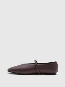 CUCCOO BIZCHIC 女士时尚通勤百搭休闲玛丽珍平底鞋 - 咖啡棕 - 查看 3