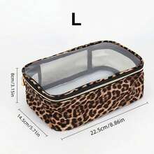 Found Favorite Leopard Print Transparent Cosmetic Bags (1/3/6/9 Pieces), Durable TPU Material, TSA-Compliant Travel Toiletry Bags - Multicolor - View 14