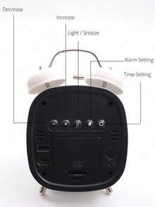 Haus Hana 1pc Classic Dual Bell Electronic Clock With Adjustable Brightness, Digital Alarm Clock For Heavy Sleepers, Easy-To-Read Large Display, Suitable For Bedroom And Home Decor, Fashionable Modern Style - multicolor - View 7