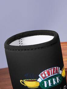 FRIENDS X SHEIN 1Pc Cute Printed Fabric Cup Holder, Neoprene Cup Sleeve Thermal Insulation Material, Reusable, S/M/L Three Sizes, Suitable For Different OZ Coffee Cups - Black - View 5