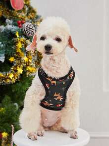 PETSIN 1pc Pet Christmas Reindeer Pattern Lightweight Breathable Vest - Multicolor - View 7