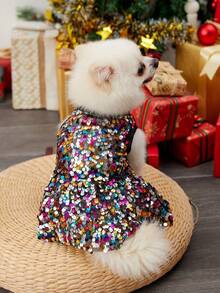 PETSIN Christmas Sequined Princess Dress For Pets, Sparkly Outfit For Parties - Purple - View 6
