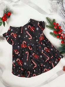 PETSIN 1pc Christmas Candy Puffy Sleeve Pet Dress - Multicolor - View 2