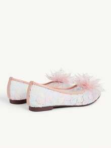 CUCCOO CHICEST Stylish And Sexy Closed Toe Pointed Women's Flat Shoes Rhinestone Flower Transparent Mesh Pink Flats - Pink - View 5