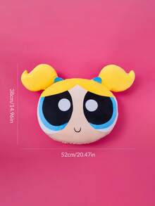 THE POWERPUFF GIRLS X SHEIN 可爱泡泡图案毛绒枕头，靠垫，情人节，Y 2 K - 黃色 - 查看 3