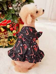 PETSIN 1pc Christmas Candy Puffy Sleeve Pet Dress - Multicolor - View 7