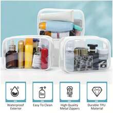 Found Favorite Set Tas Pantai Musim Panas 24/12/6pcs, Tas Kosmetik, Bahan PVC Transparan, Dengan Resleting dan Pegangan, Tas Koper Perjalanan Portabel, - Putih - View 2