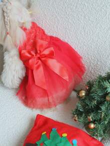 PETSIN Cute Pet Red Lace Dress With Bowknot - Princess Style Dog Cat Formal Wear For Parties & Holidays - Red - View 8