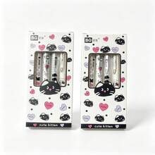2/4/8Pcs Cute Cat‑Shaped Gel Pens, Comfort Grip, 0.5mm Quick‑Dry Black Ink, Lovely Cat Design For Office & Daily Journal Writing, Random Styles - Style 1 - View 3