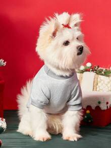 PETSIN 1 Pc Pet Christmas Cat And Dog Universal Merry Christmas Leopard Fashion Pattern English Letter Printed Pattern Grey Fleece Warm And Comfortable Dog Christmas - Multicolor - View 9