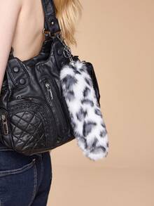 ROMWE Anime 1 Retro And Unique Punk Sweet And Cool Multi-Colored Leopard Print Simulation Animal Tail DIY Keychain Bag Pendant, Suitable For Girls' Daily Wear - Multicolor-2 - View 2