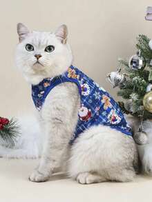 PETSIN 1pc Pet Christmas Santa Snowflake Blue Vest - Multicolor - View 8