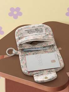 Joivida Korean Style Cute Multi-Layer Card Holder Wallet Ditsy Floral Canvas Pouch Keychain Purse Organizer Pouch - Multicolor - View 3