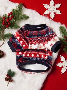 PETSIN 1 Pet Christmas Cat Dog Universal Red Gingerbread Man Elk Snowflake Fair Island Pattern Printed Plush Warm And Comfortable Dog Christmas - Multicolor - View 7