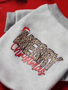 PETSIN 1 Pc Pet Christmas Cat And Dog Universal Merry Christmas Leopard Fashion Pattern English Letter Printed Pattern Grey Fleece Warm And Comfortable Dog Christmas - Multicolor - View 7