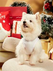 PETSIN 1pc Merry Christmas Graphic Print White Dog Tank Top - Multicolor - View 9