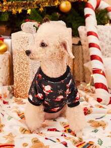 PETSIN 1 Pc Pet Christmas Sweatshirt , Santa Claus & Snow Flake Pattern, Fleece Material - Multicolor - View 7