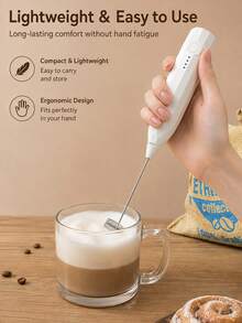 Rechargeable Handheld Milk Frother, Electric Coffee Frother Wand With Replaceable Whisk Heads, One‑Touch Soft‑Grip Drink Mixer, Easy To Clean For Latte, Cappuccino, Matcha, Hot Chocolate & Protein Shakes(300mAh) - Multicolor - View 4