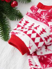 PETSIN 1 Pc Christmas Pet , Deer & Snowflake Print Pet Fleece Apparel - Multicolor - View 7