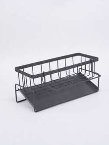 1pc Rust Proof Kitchen Sink Storage Rack With Towel Bar And Drip Tray, Anti Slip, Can Store Sponge, Suitable For Kitchen Sink, Rust Proof Carbon Steel Material Kitchen Sink Storage Accessories - Multicolor - View 21