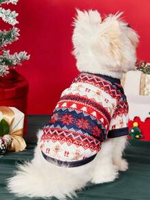 PETSIN 1 Pet Christmas Cat Dog Universal Red Gingerbread Man Elk Snowflake Fair Island Pattern Printed Plush Warm And Comfortable Dog Christmas - Multicolor - View 4