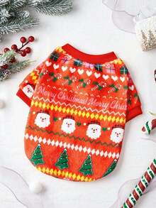 PETSIN 1 Pc Pet Christmas Without Hat Christmas Tree Santa Claus Flannel Pet Clothing - Multicolor - View 6