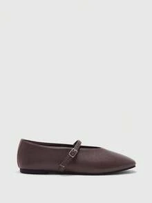 CUCCOO BIZCHIC 女士时尚通勤百搭休闲玛丽珍平底鞋 - 咖啡棕 - 查看 2