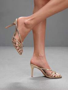 CUCCOO SZL Golden Strap Women's Fashion High Heel Sandals - Light gold - View 10