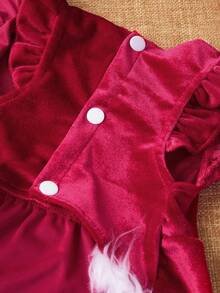 PETSIN 1pc Pet Plush Christmas Dress, Large, Red Plush - Multicolor - View 9