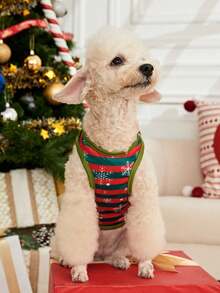 PETSIN 1pc Cartoon Snowflake Striped Christmas Dog Vest - Multicolor - View 11