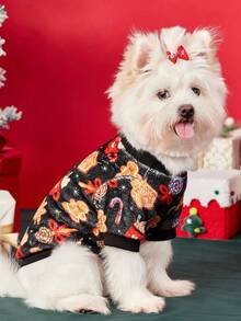 PETSIN 1 Pet Christmas Cat Dog Universal Red Navy Blue Christmas Tree Snowflake Fair Isle Pattern Print Plush Warm And Comfortable Dog Christmas - Multicolor - View 8