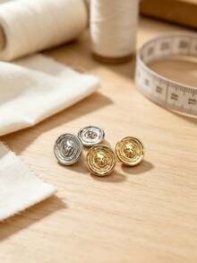 Pack 10 Pcs Vintage Irregular Round Lion Metal Buttons British Style Decorative Fasteners For Wool Coats Windbreakers Suits Sweaters Outerwear Hand‑Sewn Clothing Sewing Accessories - 10pcs - View 5