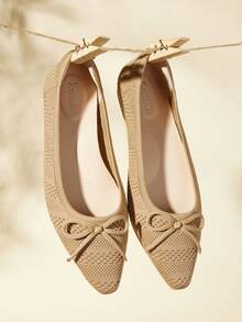 Ressula Women's Flat Shoes, Fabric Bows, Casual And Comfortable Commuting - coffee color - View 1