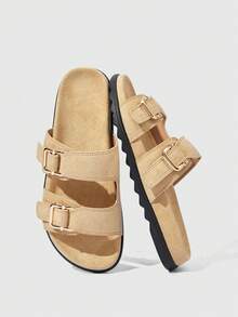 HighSole Women's Casual Buckle Design Flat Sandals For Daily Wear Summer - Beige - View 6